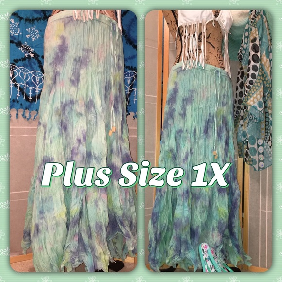 ➕Tie Dye Drawstring Summer Skirt (Cover Up) 1X - Picture 2 of 8